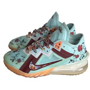 Nike x Mimi Plange LeBron 18 Low "Daughters" Sneakers Roses Teal Mens Sz 7.5